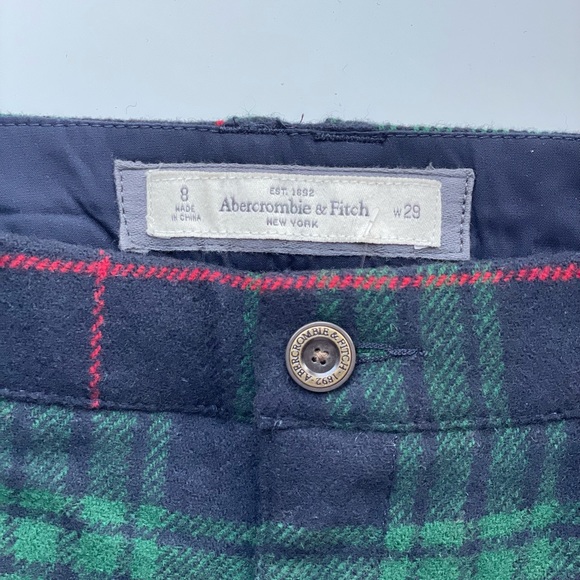 NEW Abercrombie & Fitch Womens Shorts Wool blend red blue green plaid US8 W29 - Picture 4 of 6